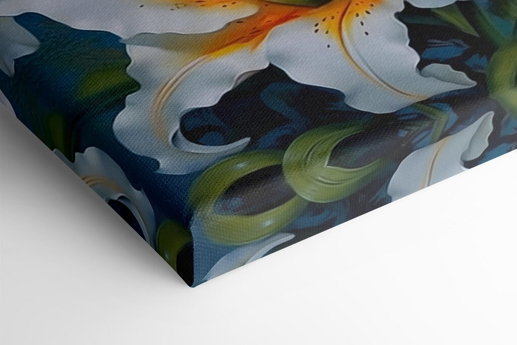 Vibrant lilies against a blue background