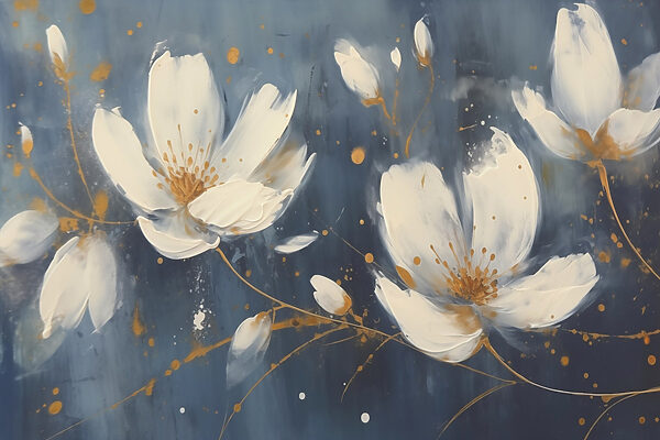 Painting of white flowers Painting of white flowers