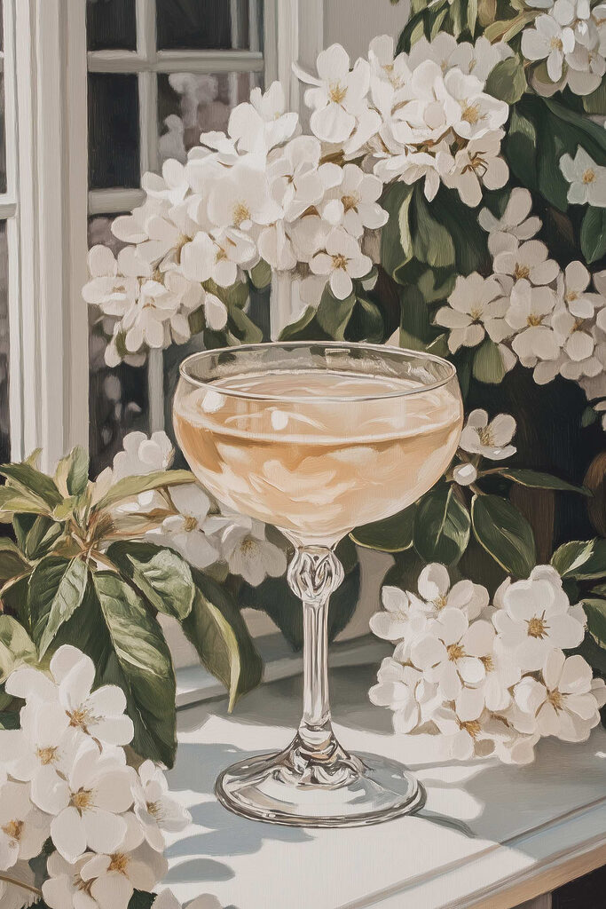 Glass of wine next to flowers Glass of wine next to flowers