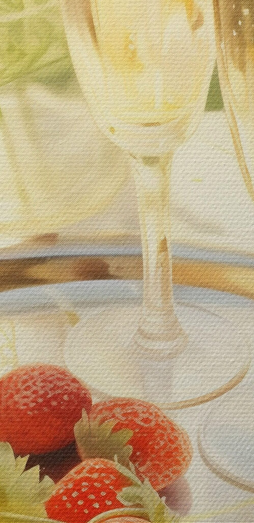 Tray of champagne and strawberries