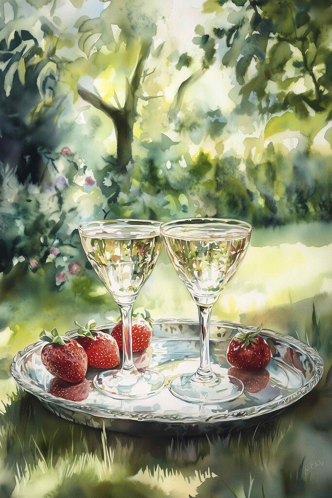 Refreshing afternoon drinks with strawberries