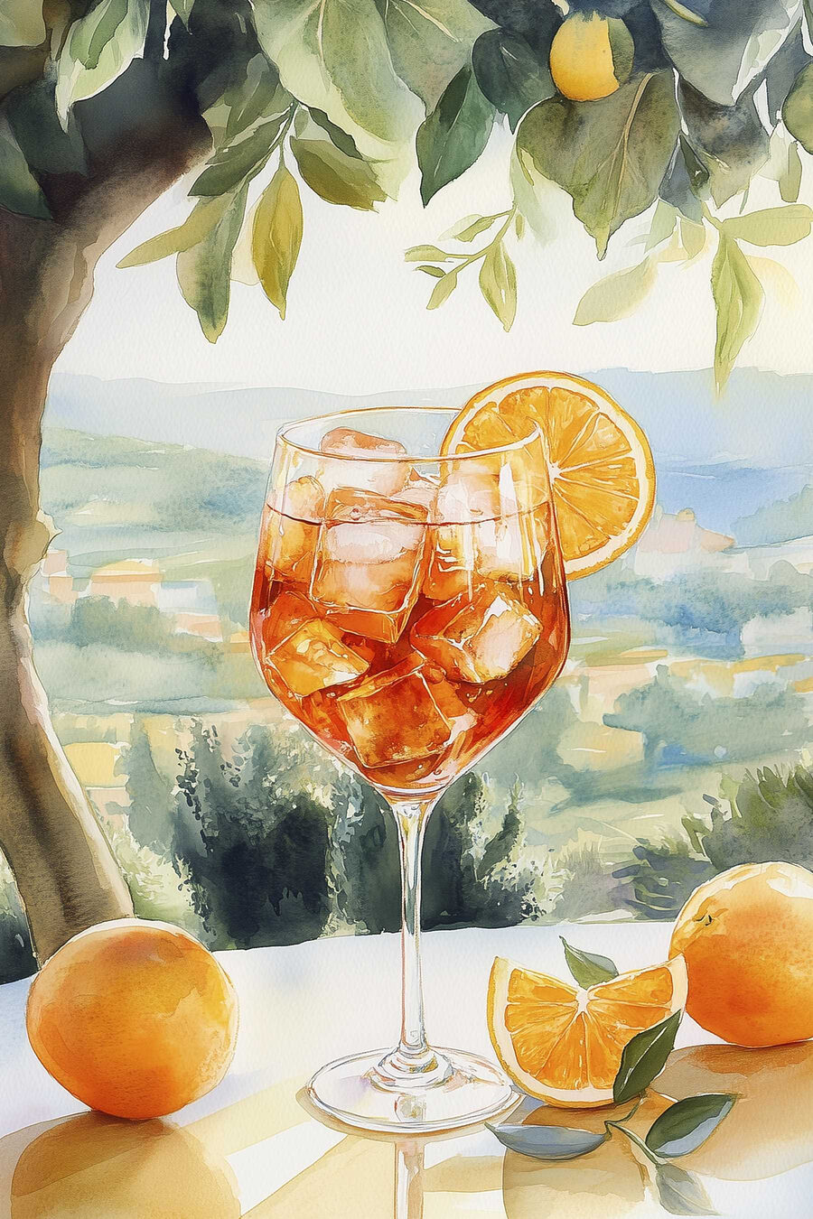 Glass of ice and oranges Glass of ice and oranges