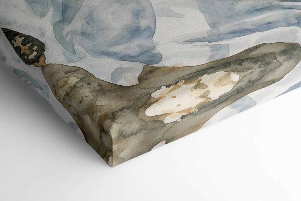 Watercolor of two glasses of wine next to a picnic basket and a book