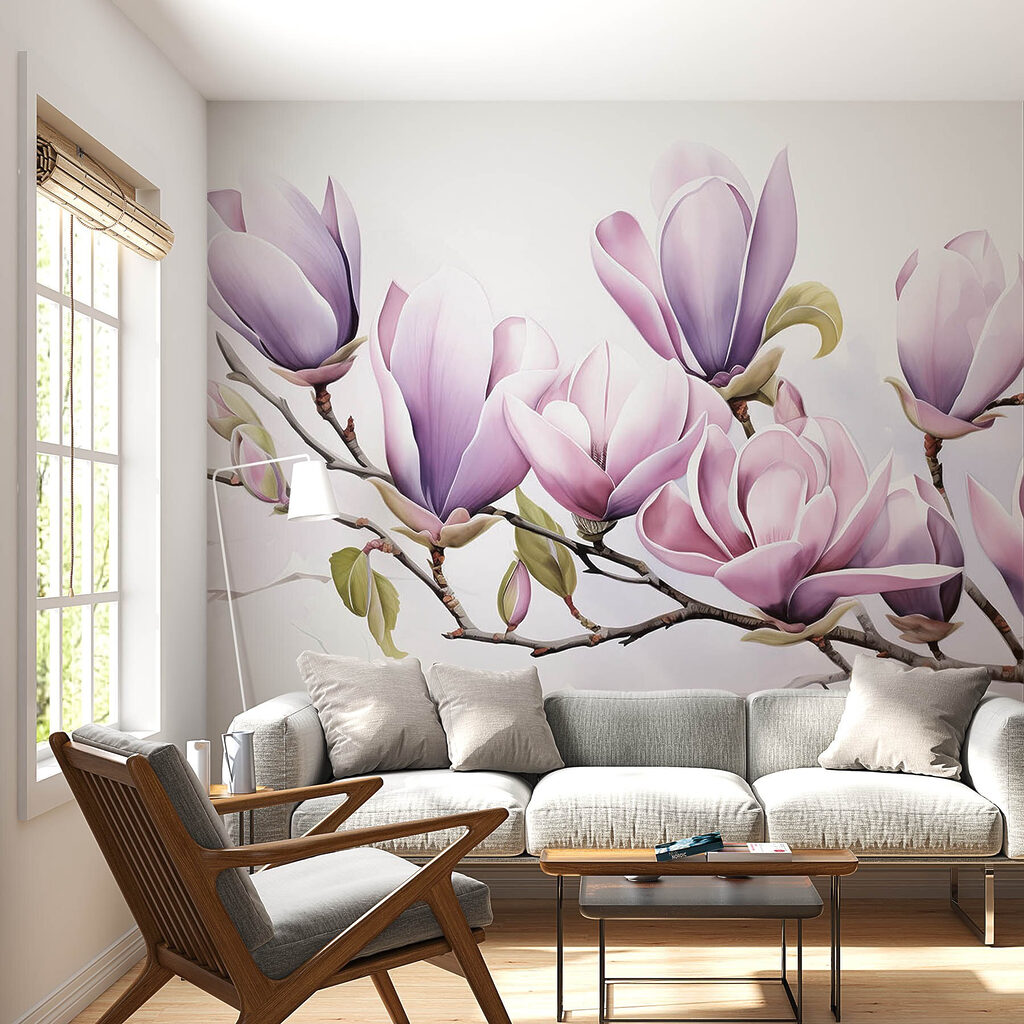 Branch with purple flowers