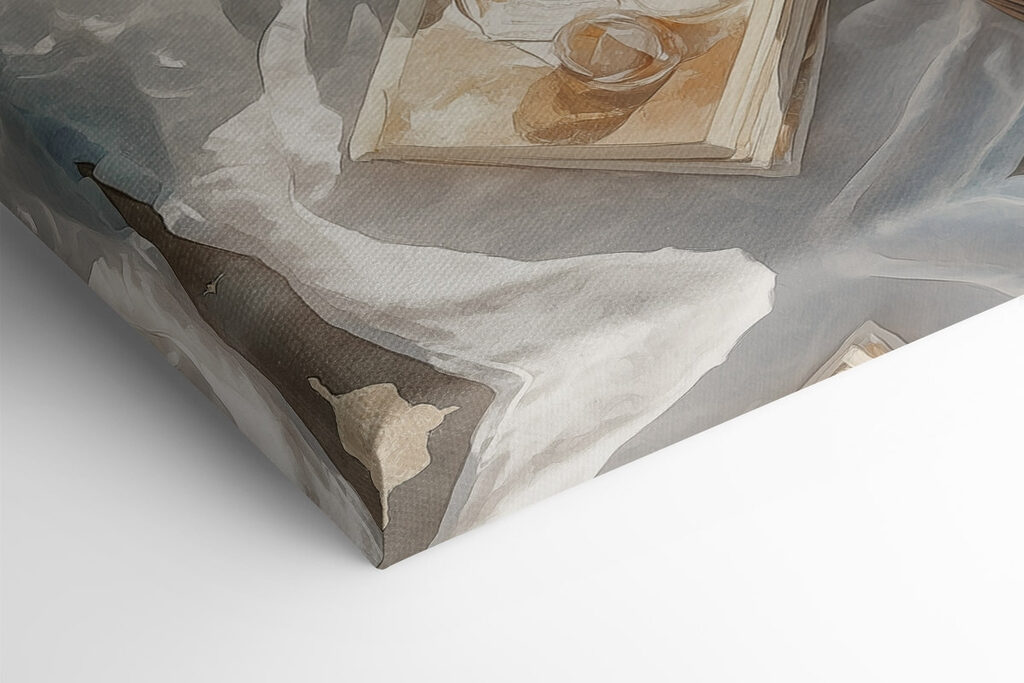 Picnic basket and glasses of wine on a rock by water