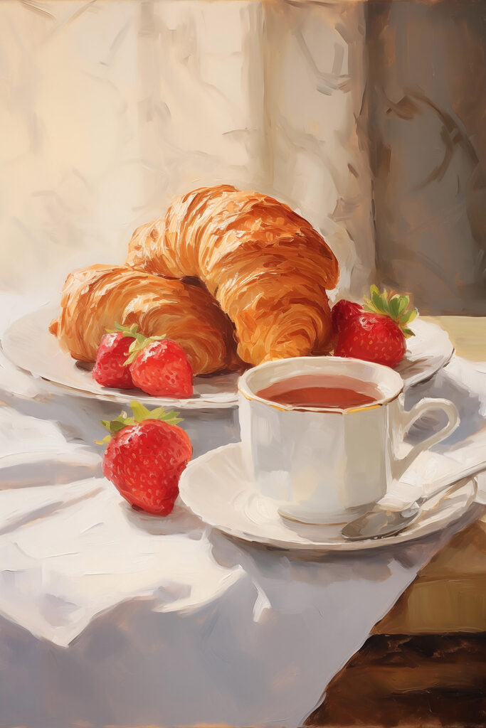 Croissant and strawberries on a plate Croissant and strawberries on a plate