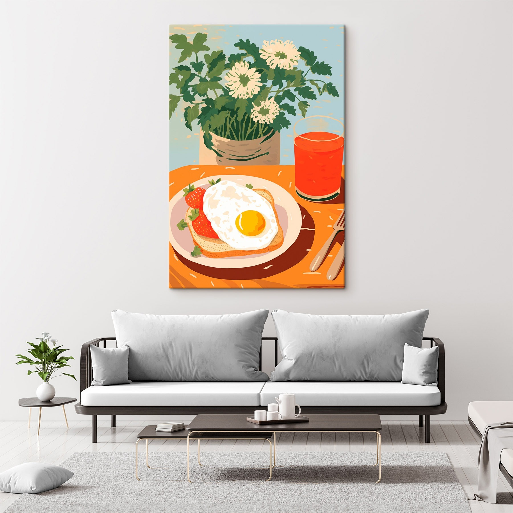 Plate of food with a sunny side up egg and strawberries Plate of food with a sunny side up egg and strawberries