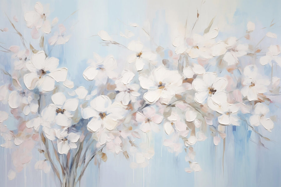 Painting of white flowers Painting of white flowers