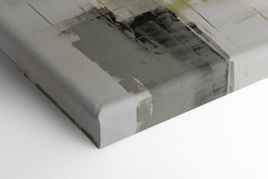 Painting of a grey and yellow art