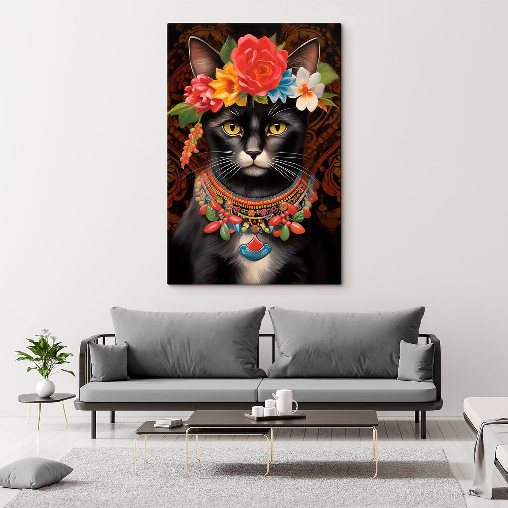 Cat wearing a flower crown