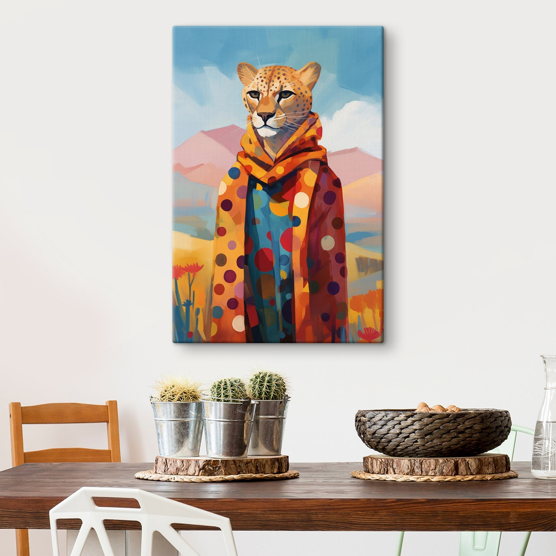 Cheetah wearing a scarf