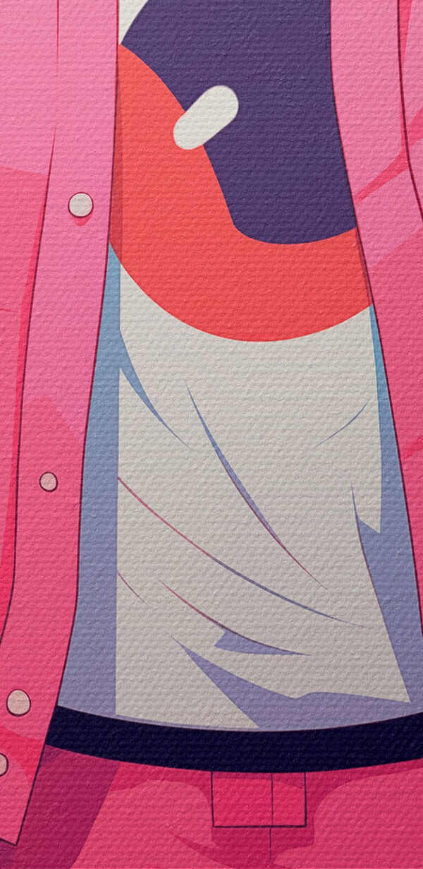 Person wearing a pink hoodie and a pink jacket Person wearing a pink hoodie and a pink jacket