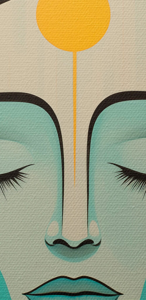 Serene face radiating inner peace