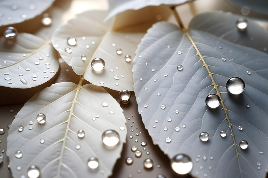 Nature's delicate droplets on leaves Nature's delicate droplets on leaves