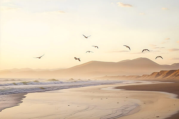 Birds flying over a beach Birds flying over a beach