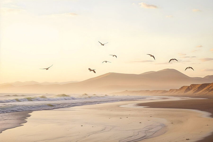 Birds flying over a beach Birds flying over a beach
