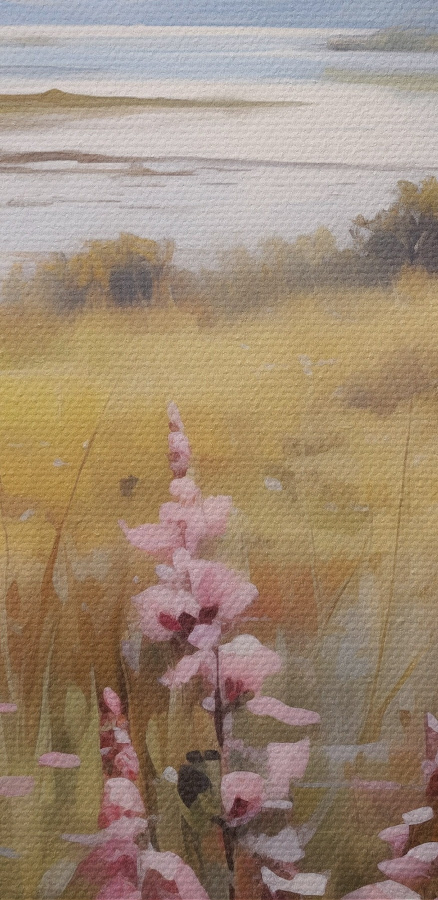 Field of flowers by a lake Field of flowers by a lake