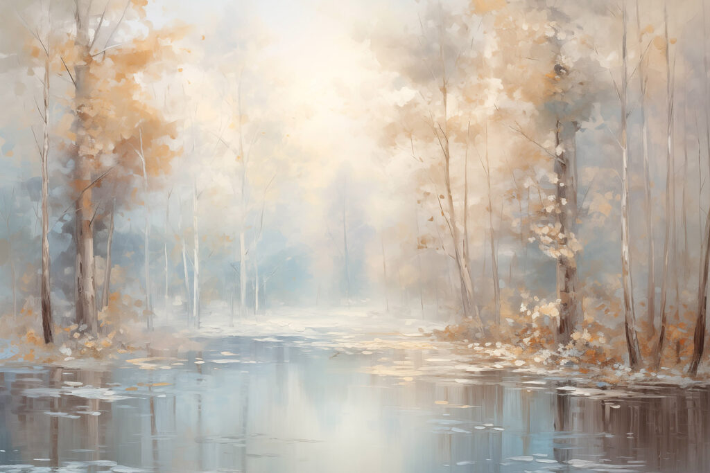 Water with trees and leaves