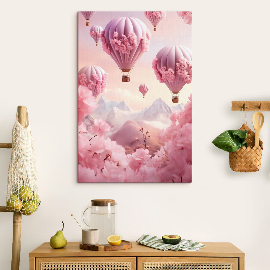 Hot air balloons with cherry blossoms Hot air balloons with cherry blossoms