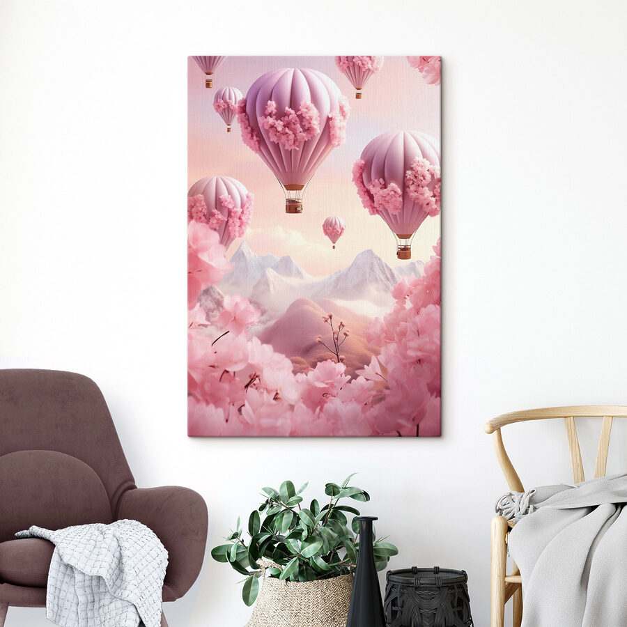 Hot air balloons with cherry blossoms Hot air balloons with cherry blossoms