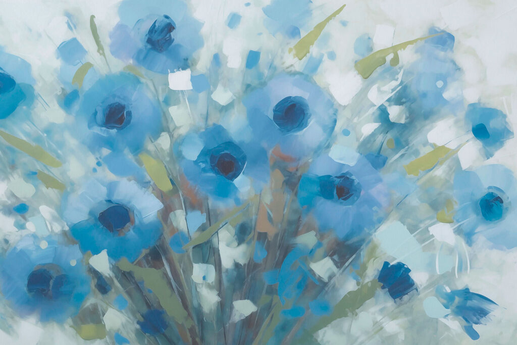 Painting of blue flowers
