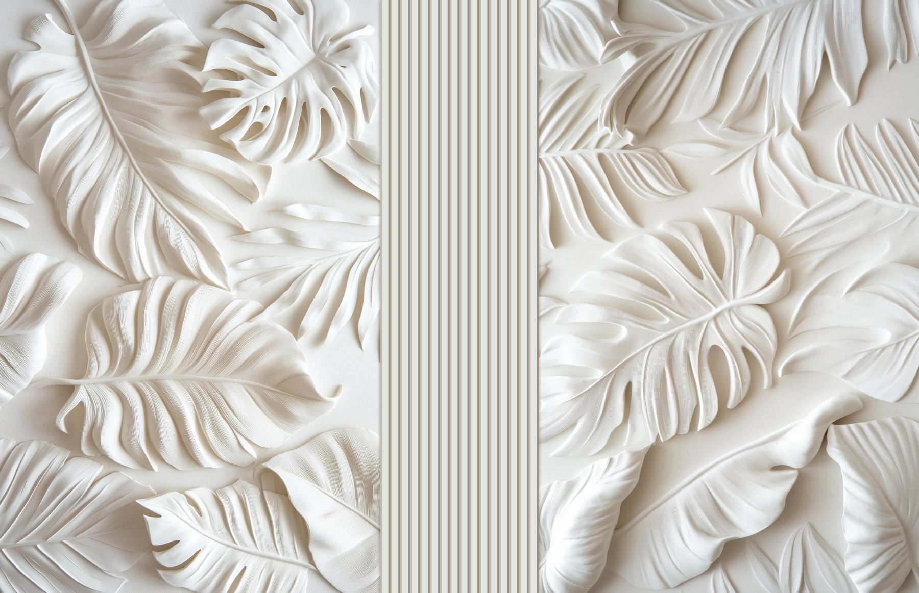 White wall with leaves