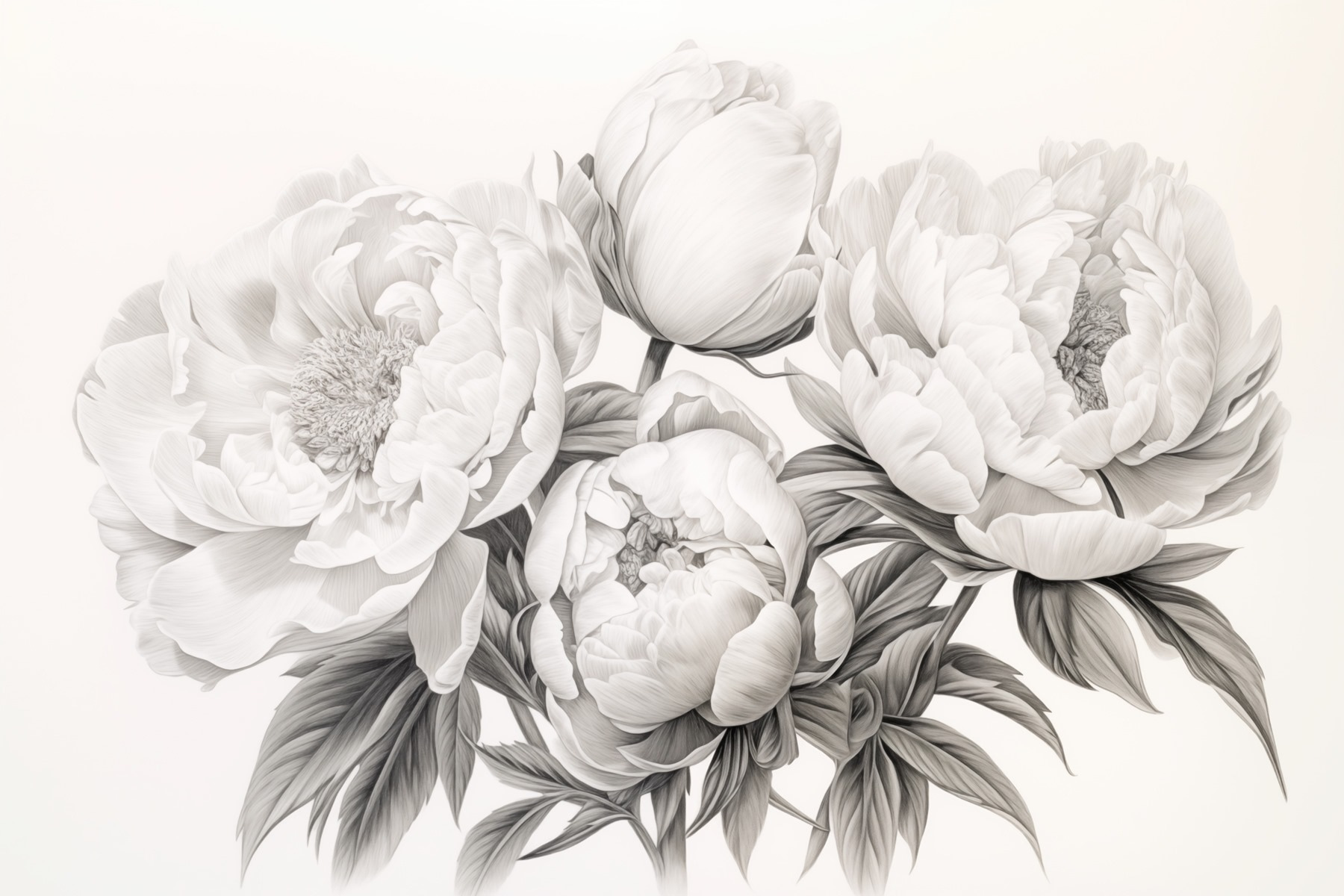 Drawing of flowers on a white background Drawing of flowers on a white background