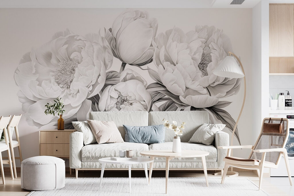 Drawing of flowers on a white background