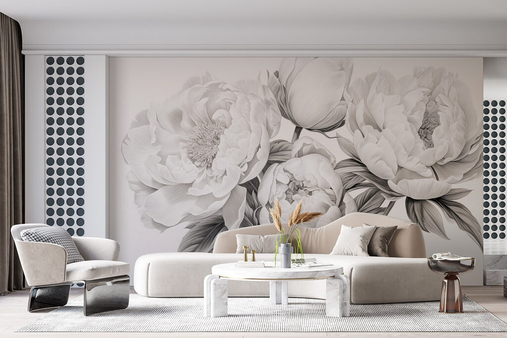 Drawing of flowers on a white background