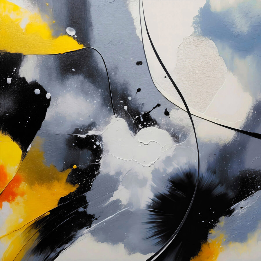Painting of black yellow and white colors Painting of black yellow and white colors