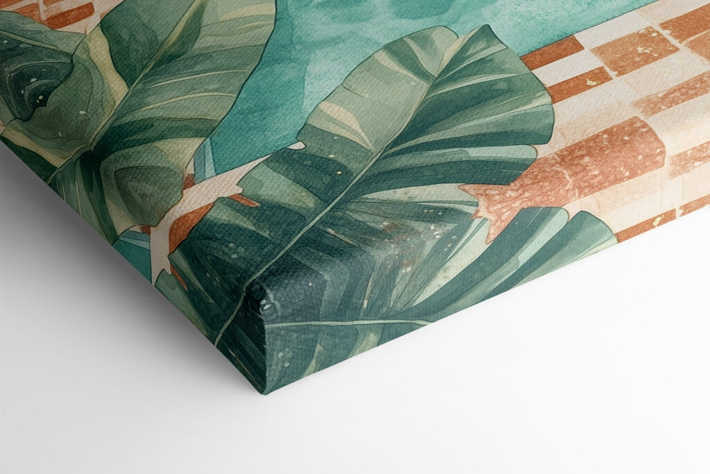 Pool with chairs and surfboards in the middle Pool with chairs and surfboards in the middle