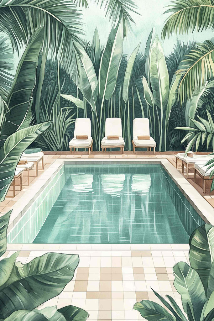 Pool surrounded by plants