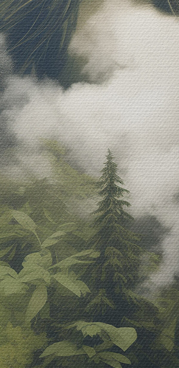 Woman's face with clouds and trees