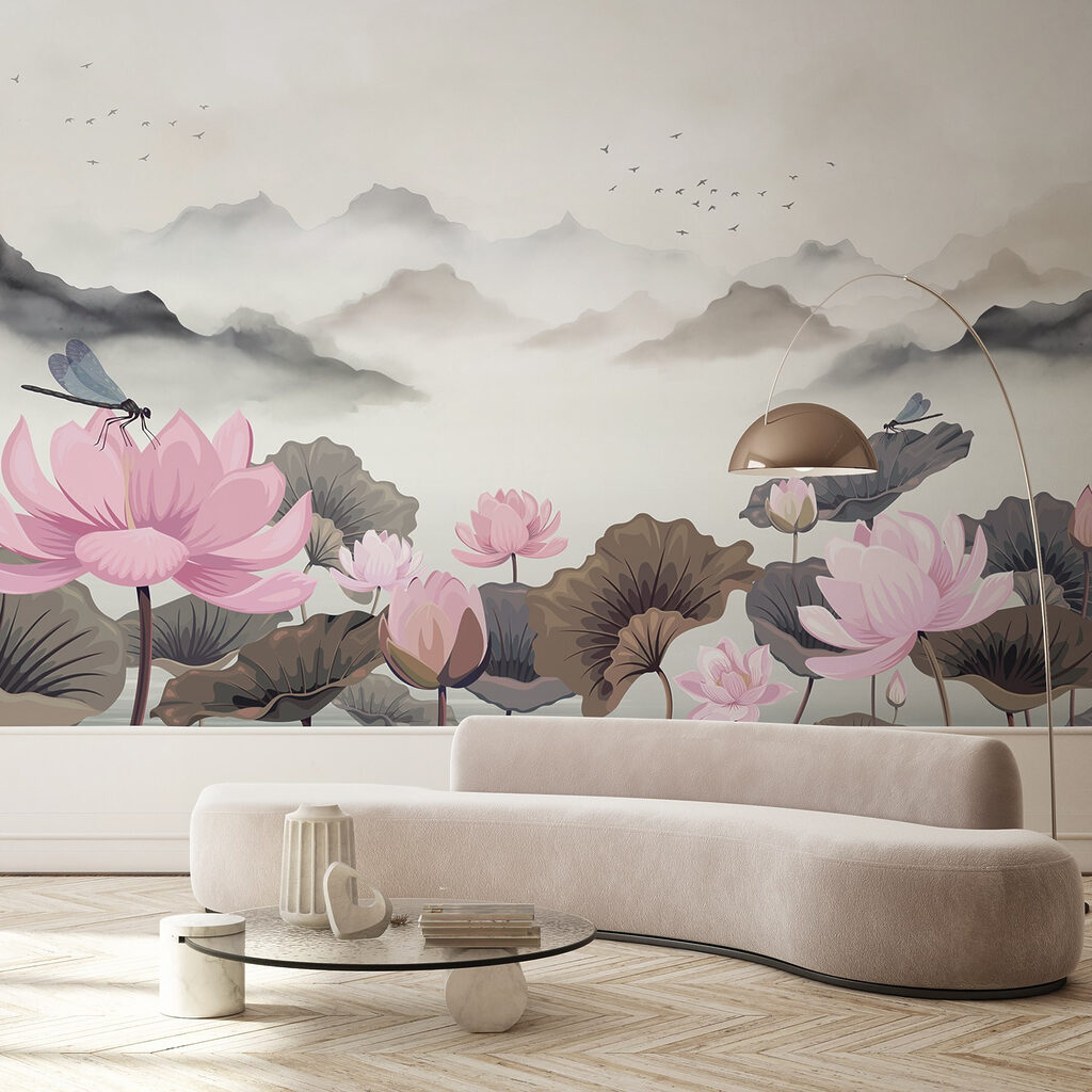 Painting of flowers and water