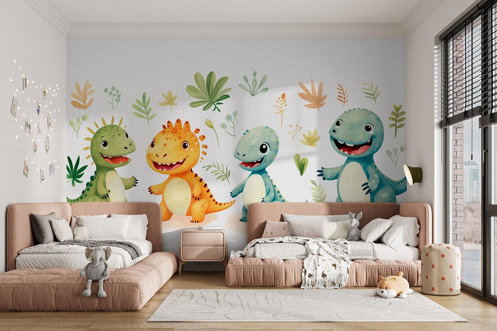 Group of cartoon dinosaurs