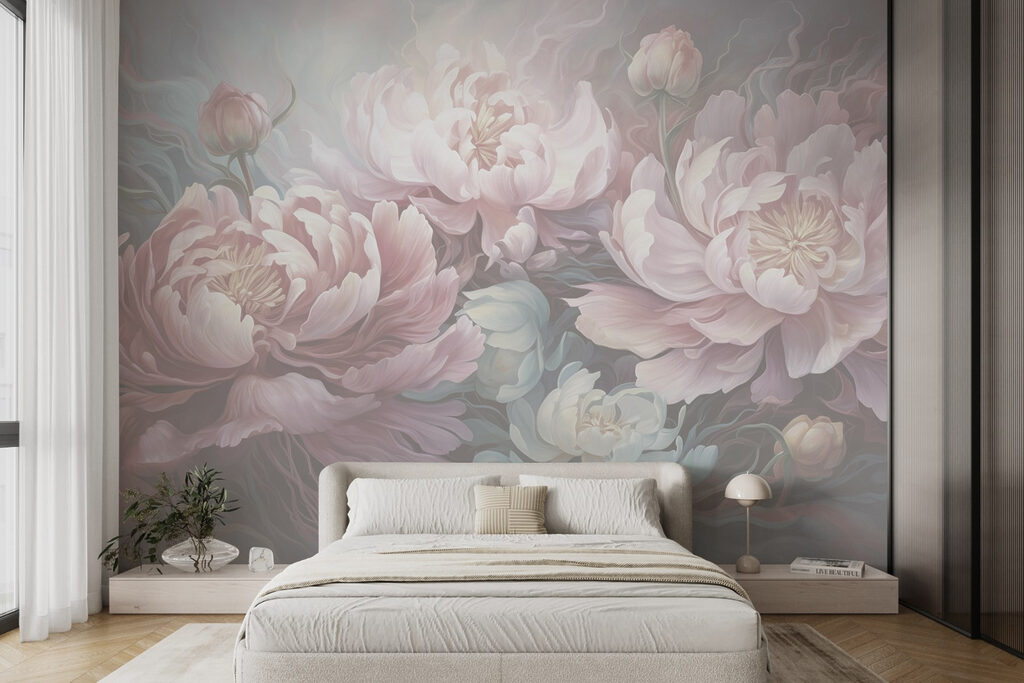 Painting of flowers on a gray background