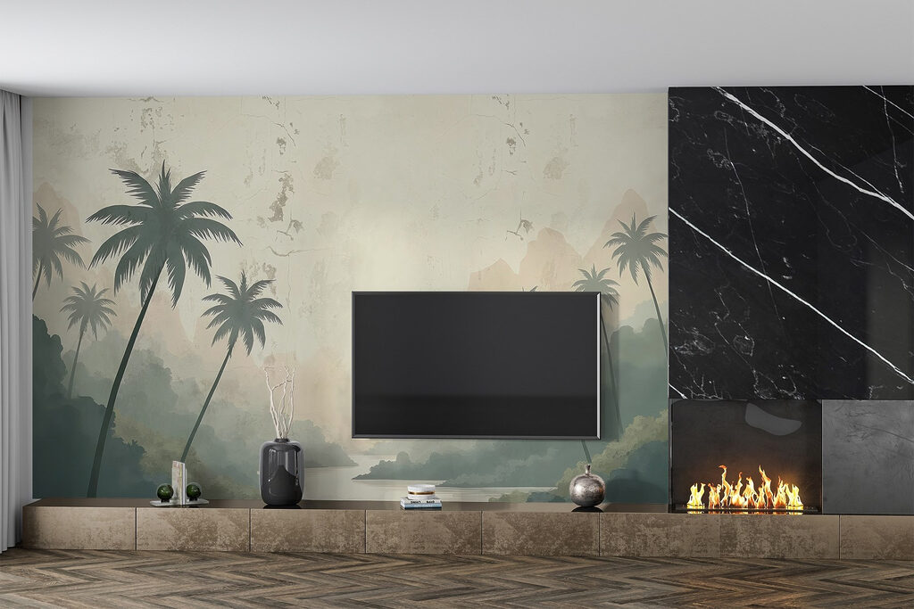 River with trees and mountains