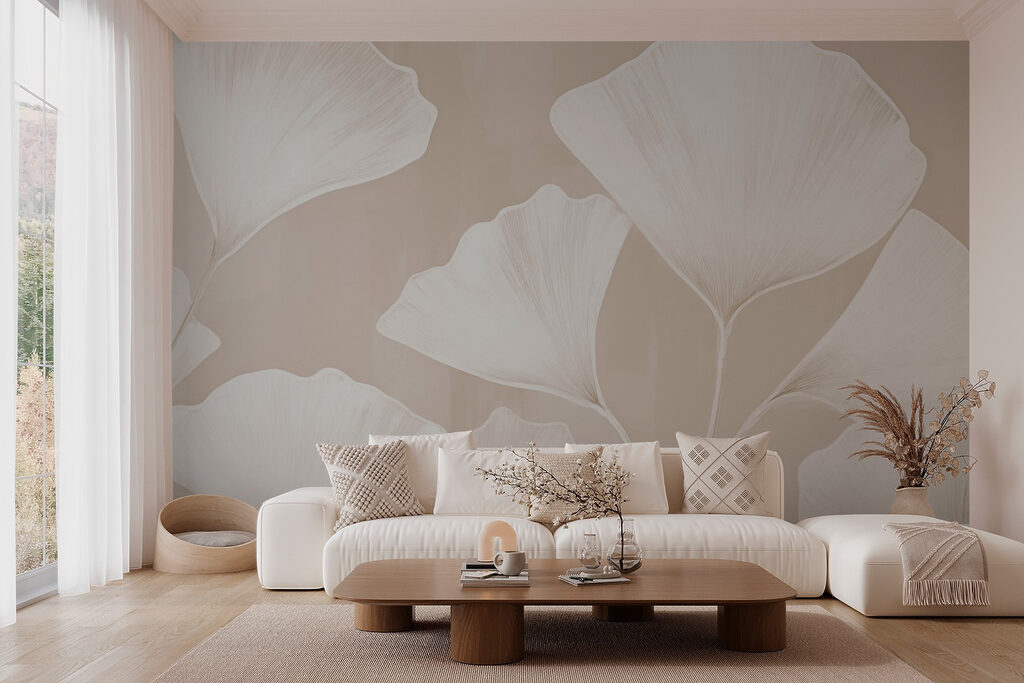 Delicate leaves on a neutral background