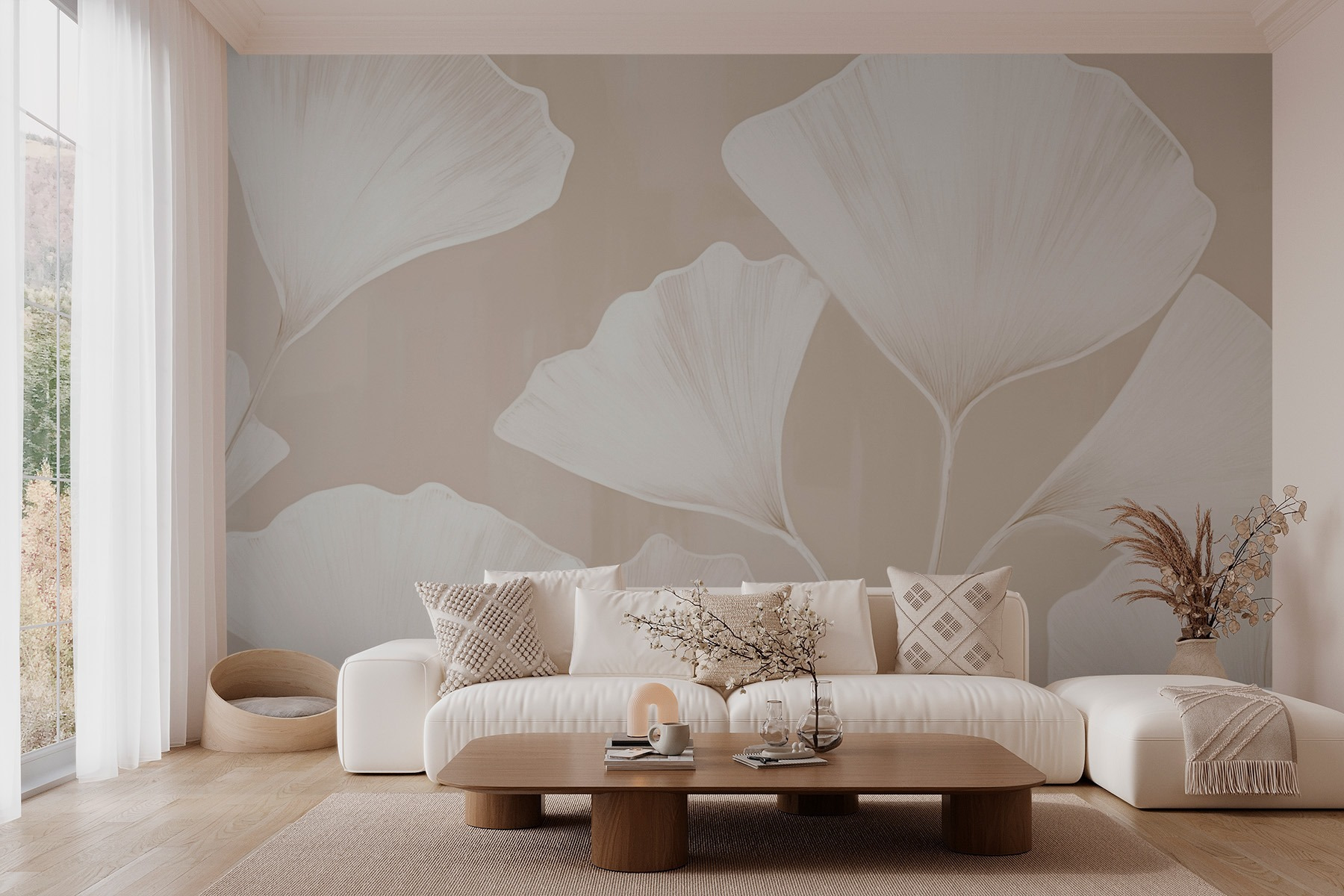 Delicate leaves on a neutral background