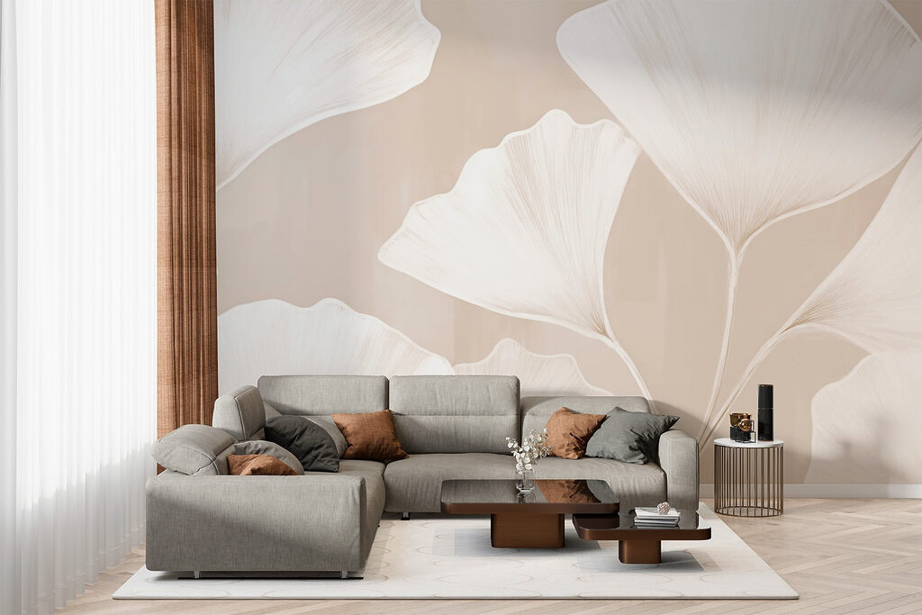 Delicate leaves on a neutral background