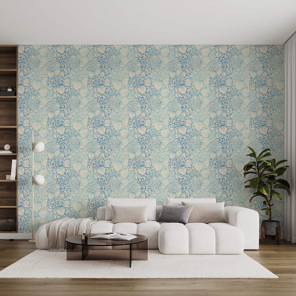 Pattern of blue and white flowers