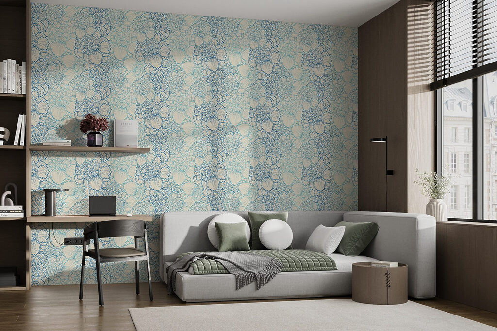 Pattern of blue and white flowers