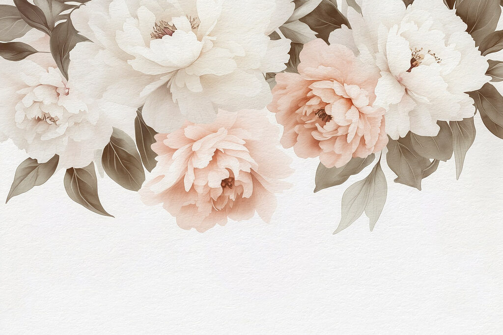 Group of flowers with leaves