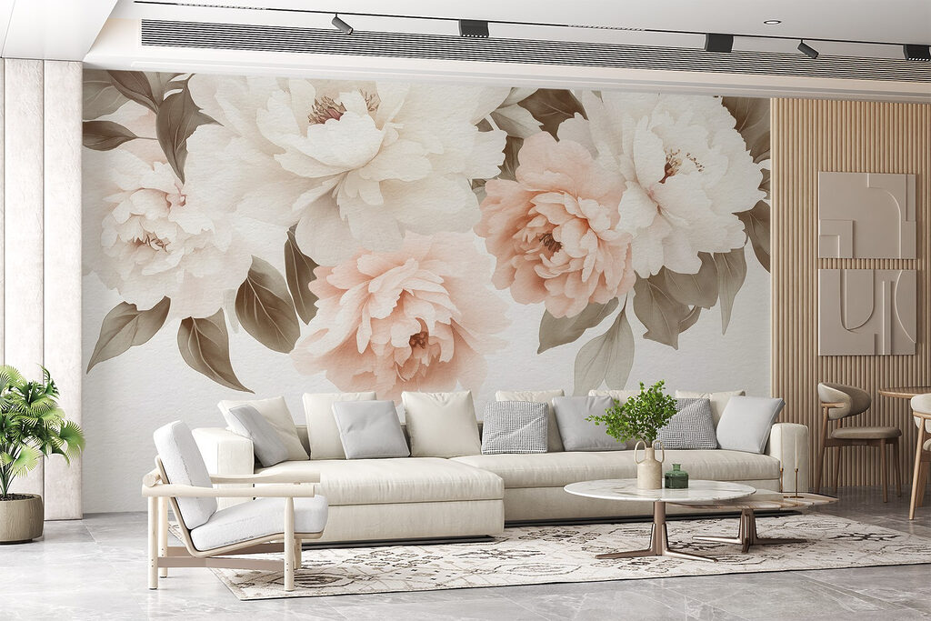 Group of flowers with leaves