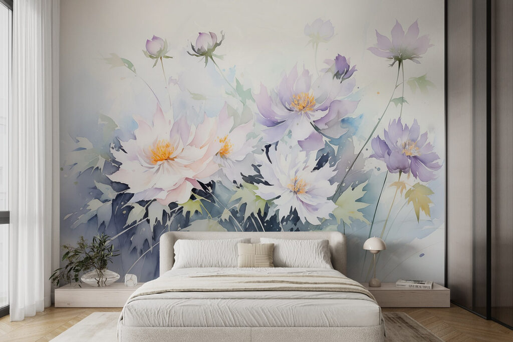 Painting of flowers on a white background Painting of flowers on a white background