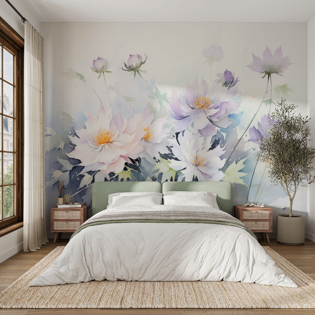 Painting of flowers on a white background Painting of flowers on a white background