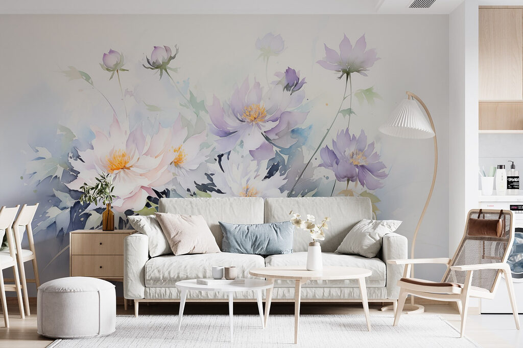 Painting of flowers on a white background Painting of flowers on a white background