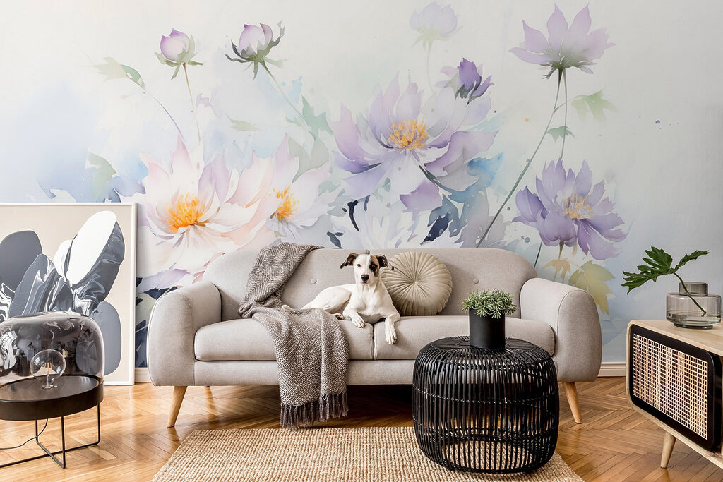 Painting of flowers on a white background Painting of flowers on a white background