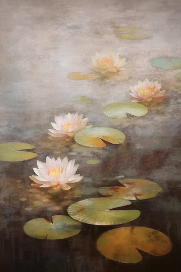 Water lily flowers and lily pads Water lily flowers and lily pads