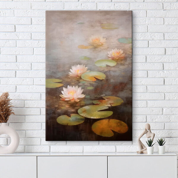 Water lily flowers and lily pads Water lily flowers and lily pads